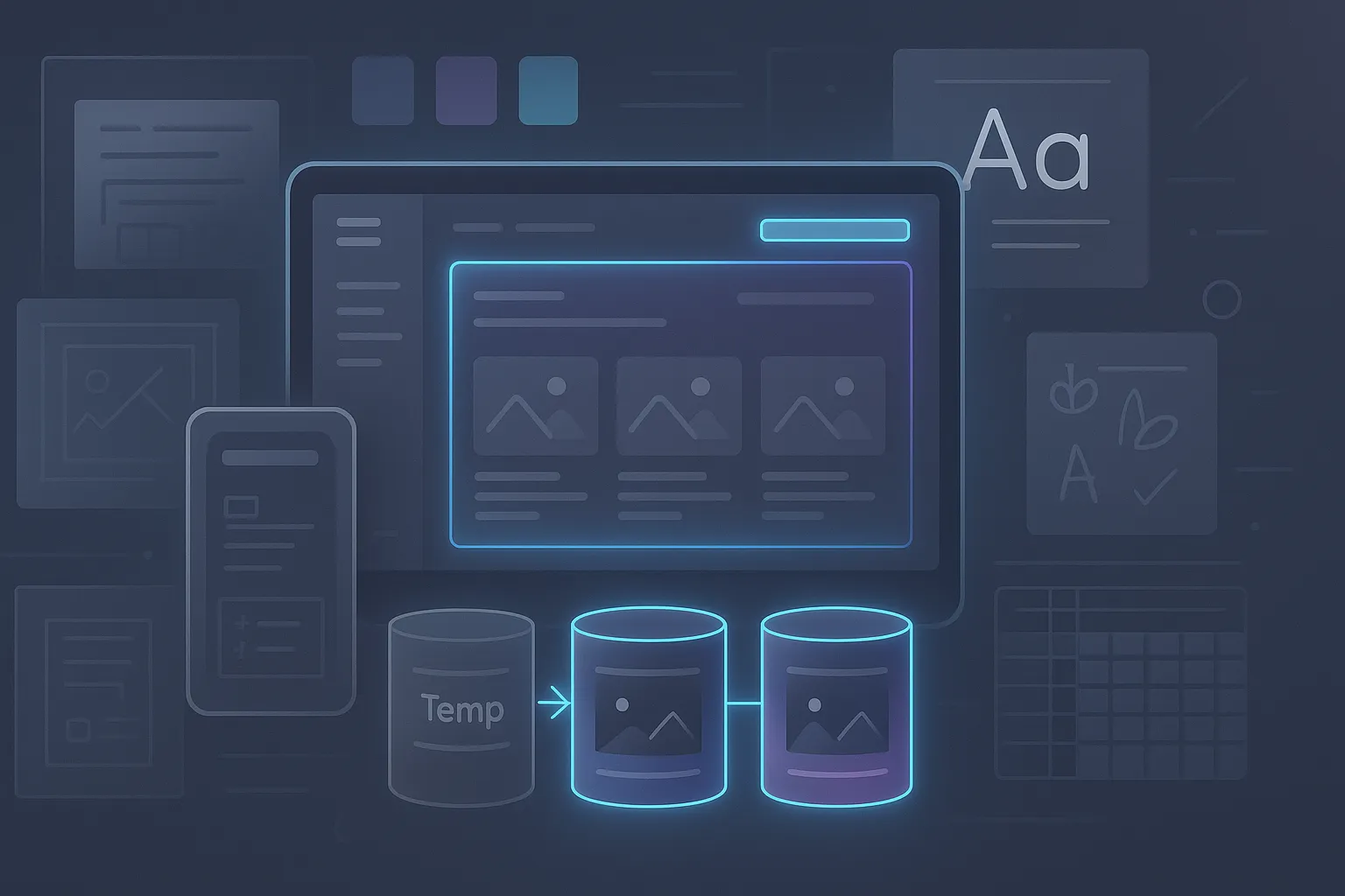 A generated image showing design tools