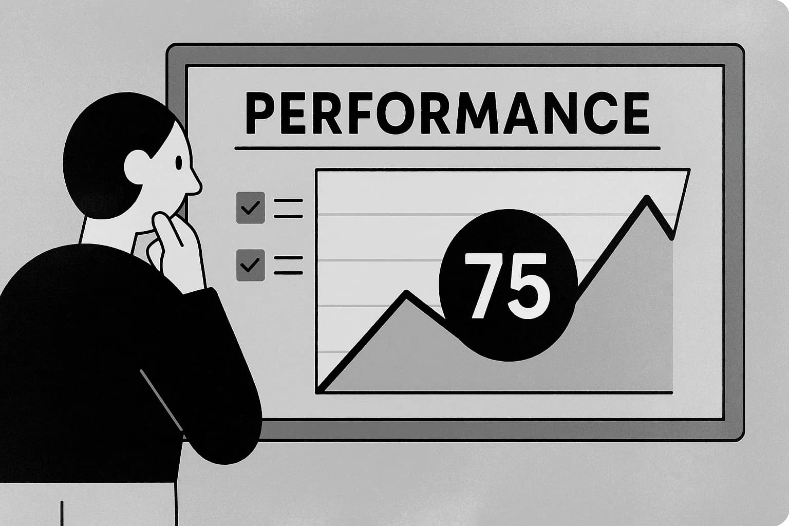 A man looking at a performance chart