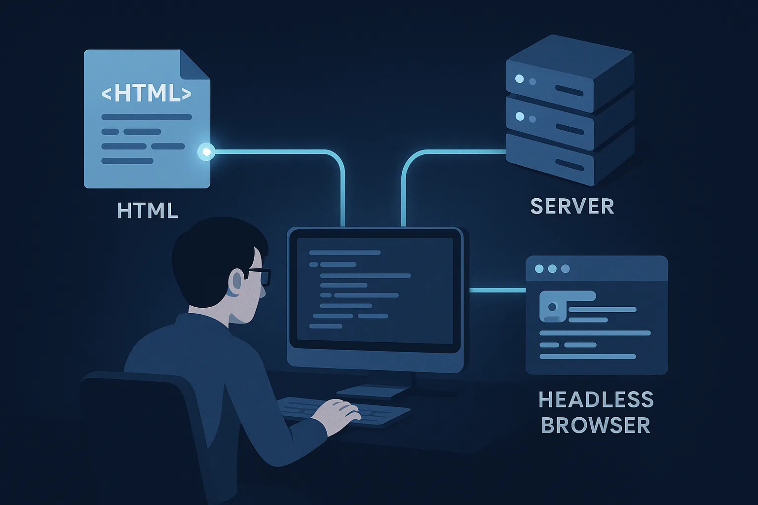 A programmer scraping with all three methods.