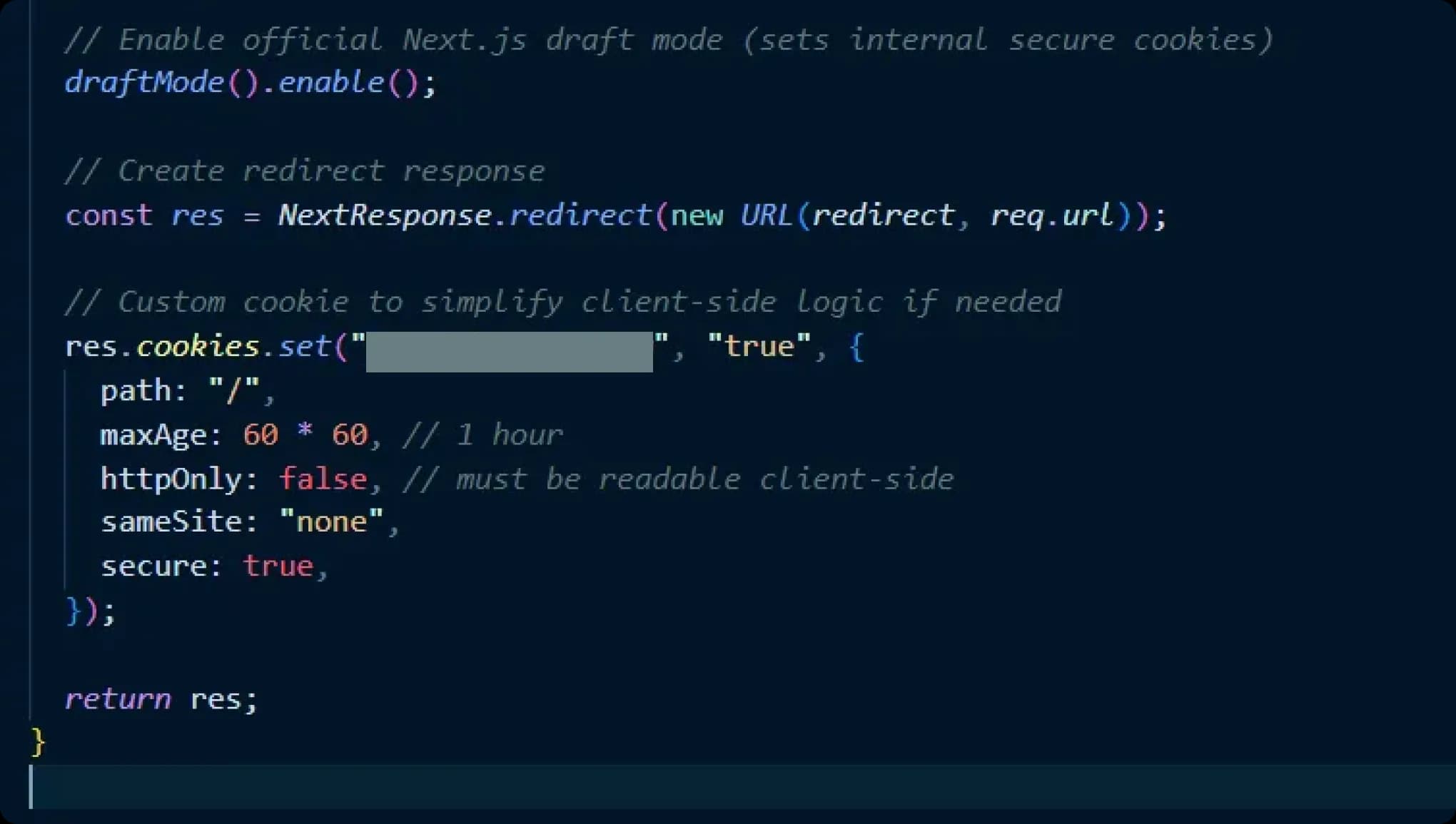 This is the logic to assign a cookie to a session if the request has come through the custom API.