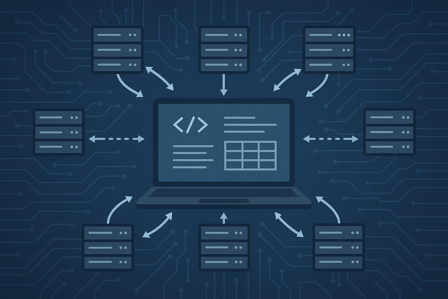 A computer scraping from eight servers.
