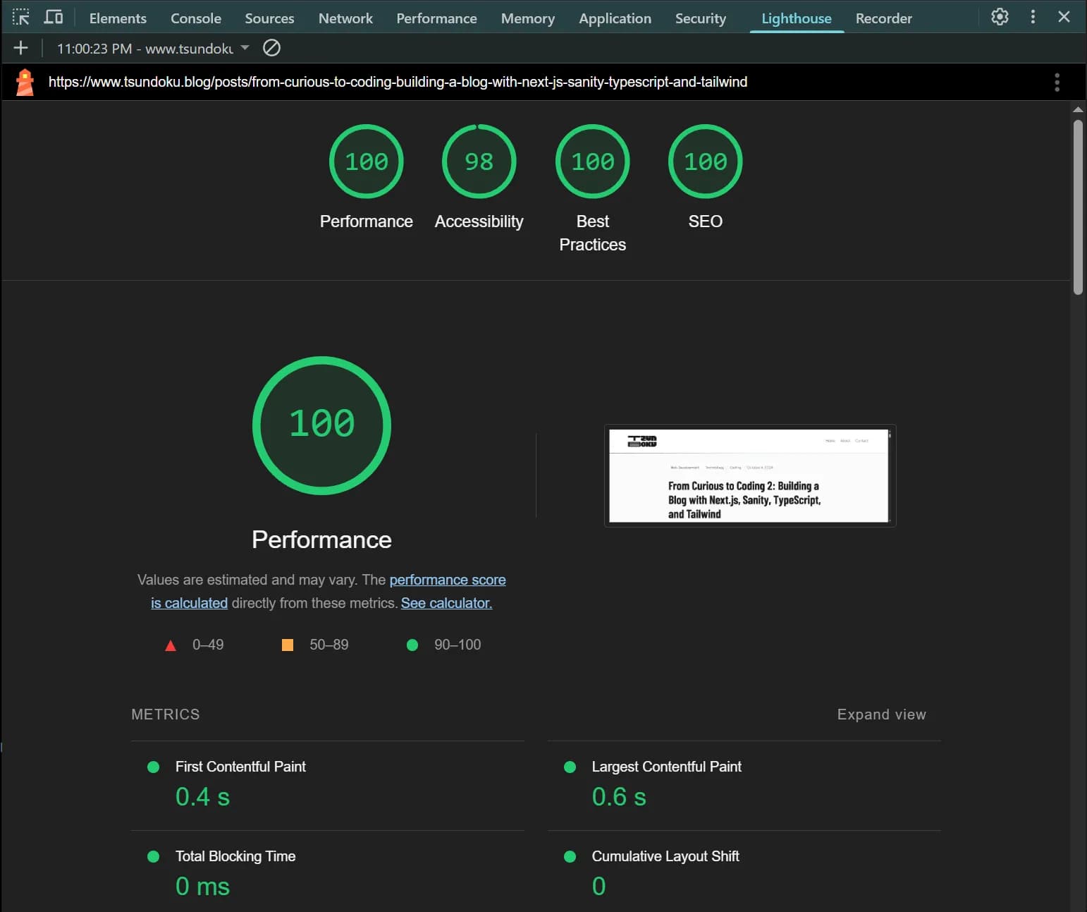 The Lighthouse Report for an article page after the media restructuring